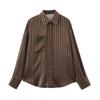 TAOP&ZA Spring/Summer Women's Striped Silk Satin Shirt and Casual Pants Set