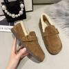 Birkenstocks Women's Plush Cotton Shoes Outer Wear 2025 Winter New Warm Doudou Pregnant Women's Soft-soled Women's Shoes