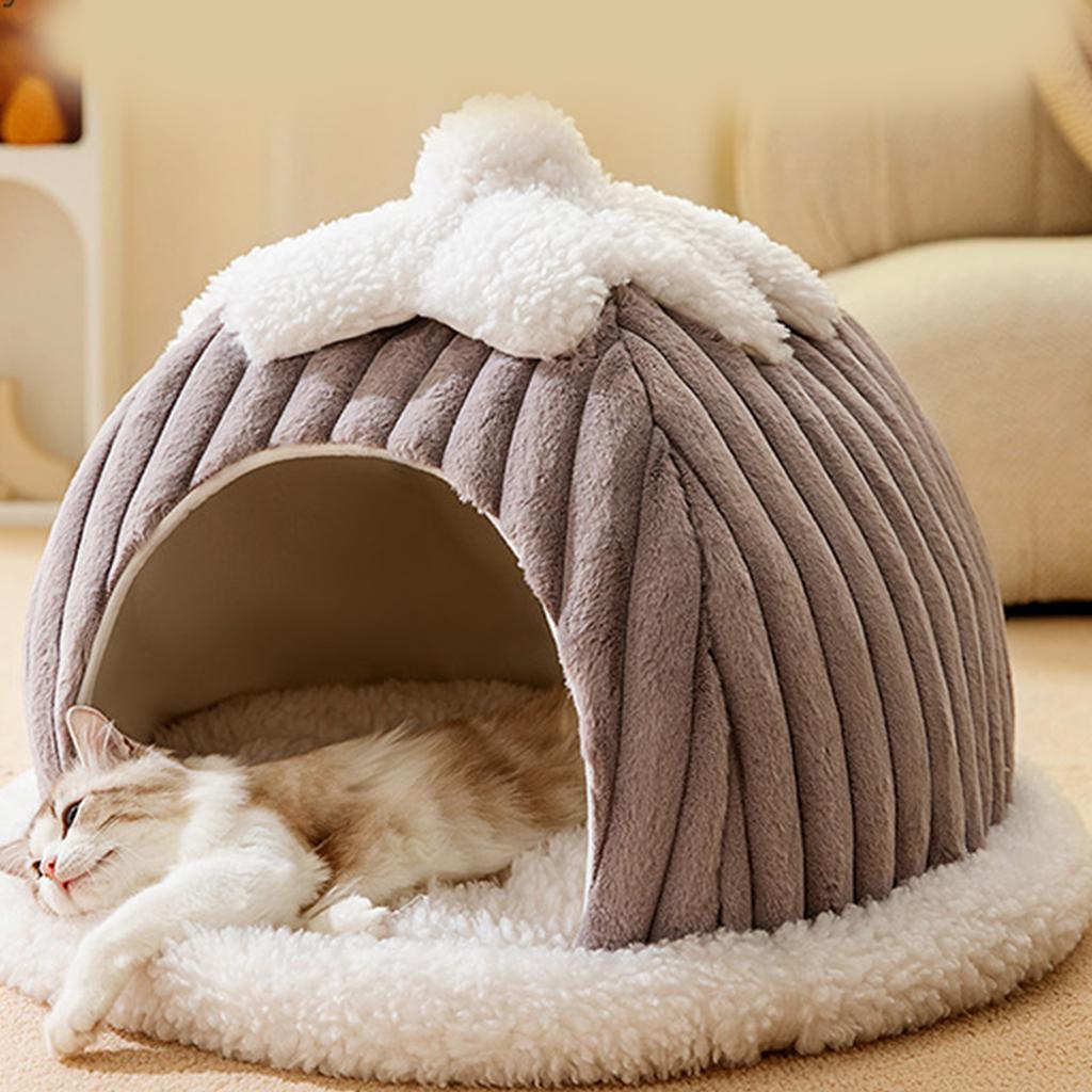 Soft Cat Bed Deep Sleeping Bed Dog Cat Winter House Pumpkin Shape Enclosed Pet Tent for Kitten Puppy Sleeping Supplies
