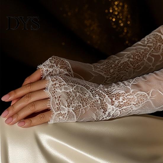 Wedding Gloves Bridal Lace Women Arm Sleeves Elegant Long Elbow Length Fingerless or Five-Finger for Prom Tea Party