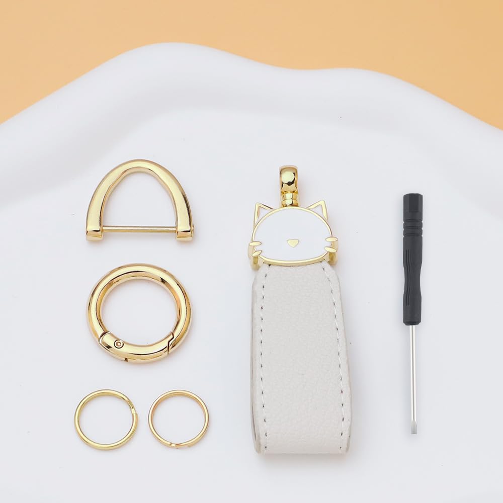 Catland Keychain, Cat, Car, Motorcycle, Key Clip, Keychain, Stylish, Keyring, Anti-lost, Cute Cat (1, Gold)