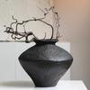 Wabi-Sabi Black Pottery Jar: Zen-style Retro Ceramic Vase for Tea Rooms and Hotels