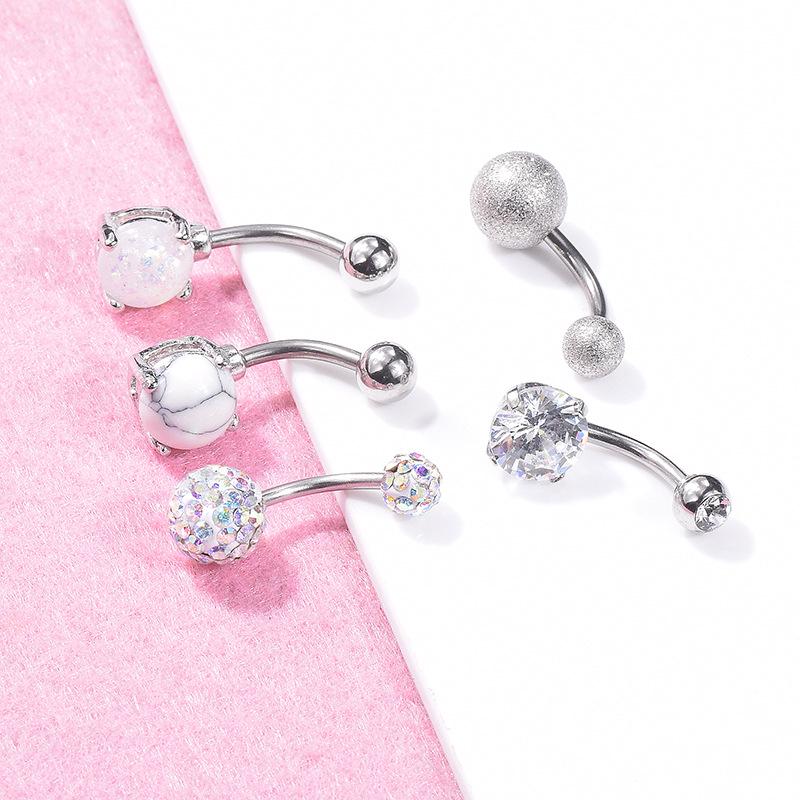 Dámské Módní Dámské Krátké Zirkonové Diamantové Piercingy do Pupíku Spona na Pupík Prsten na Břicho