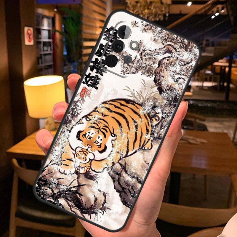 Cartoon Fat Tiger Case For Samsung Galaxy A54 A34 A14 A52 A32 A12 A13 A33 A53 A15 A16 A36 A56 A26 A06 A35 A55