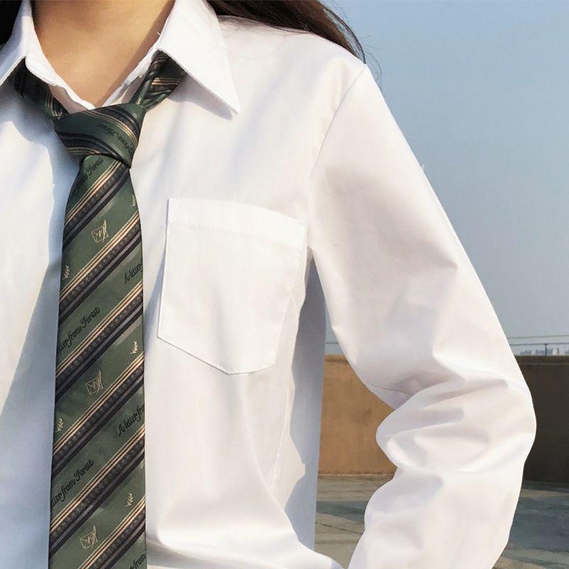 

Women s Loose Fit White Uniform Shirt - Spring/Summer Long Sleeve Basics Medium