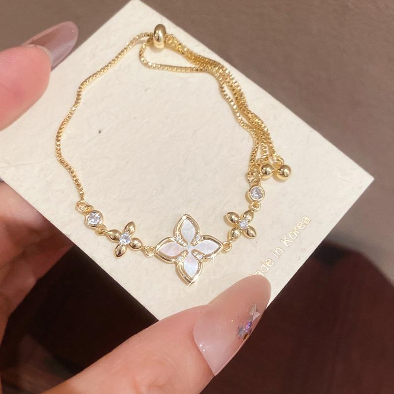 K real gold electroplated zircon flower bracelet light luxury elegant fashion temperament bracelet niche high-end jewelry women