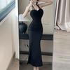 Fashion light luxury celebrity style evening dress sexy waist split banquet tube top dress temperament Muse long skirt