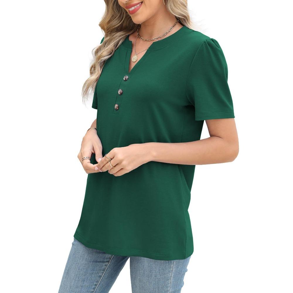 Damski Letni Nowy Wielokolorowy Wszechstronny Top Jednolity Kolor Skręcana Klamra Modny T-shirt z Krótkim Rękawem