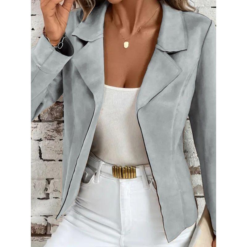 Spring and Autumn Fashion Style Elegant New Fashionable Retro Slim-Fitting Biker Jacket Suit Collar Suede Short Coat