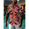 2026 Men's Summer Shirt Lapel Design Swimming Circle Gorilla Pattern Men's Large Size Shirt Fashion Loose Seaside Partywear