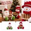 Christmas Woven Candy Basket with Santa and Snowman Figures, Desktop Storage Box for Holiday Party Decorations