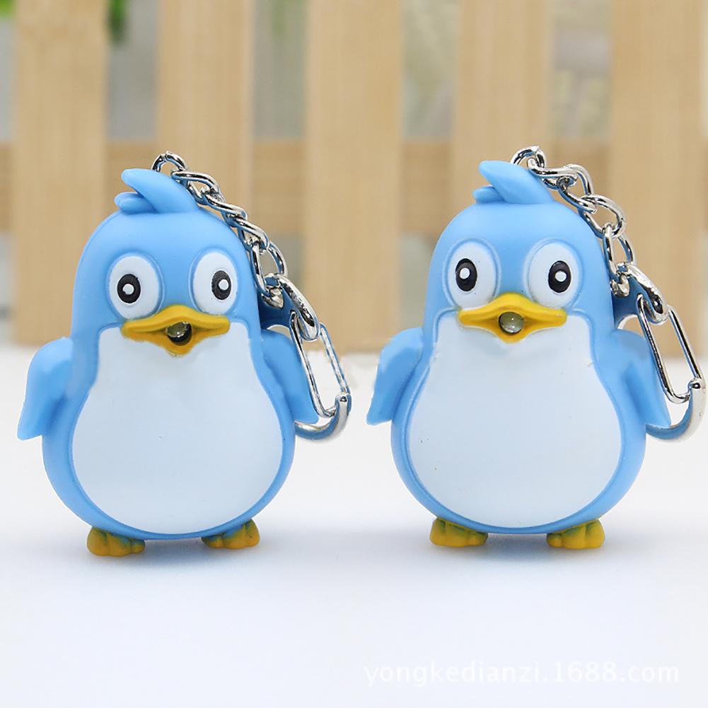 Cute Animal Penguin LED Light Key Chain Key Ring Torch Xmas Gift