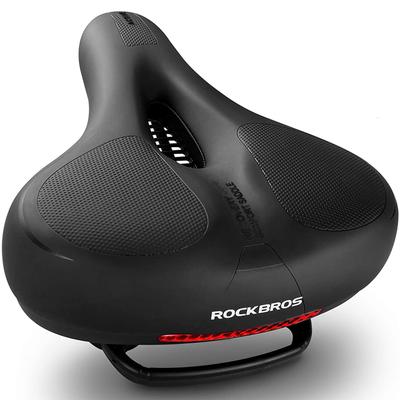 Rockbros Bicycle Saddle Extra Saddle Shock Reflective Back for Hybrid Mountain and City Bikes - Thick, Pain-Free, Low-Rebound Cushion, Absorption,
