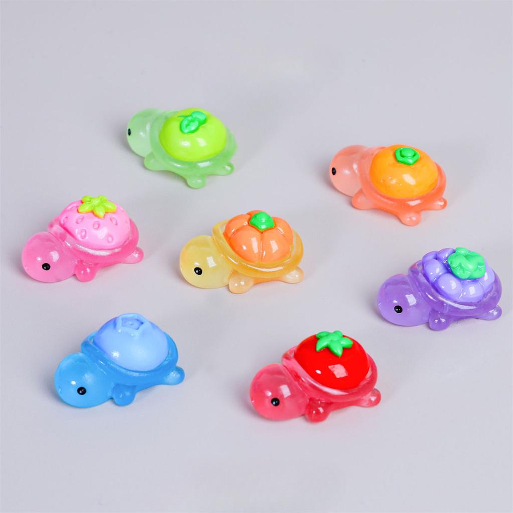 

10Pcs Mini Cartoon Luminous Fruit Turtle Miniatures Resin Animal Ornaments Fairy Garden Decoration Moss Terrarium Micro Landscape 2-3cm разноцветный
