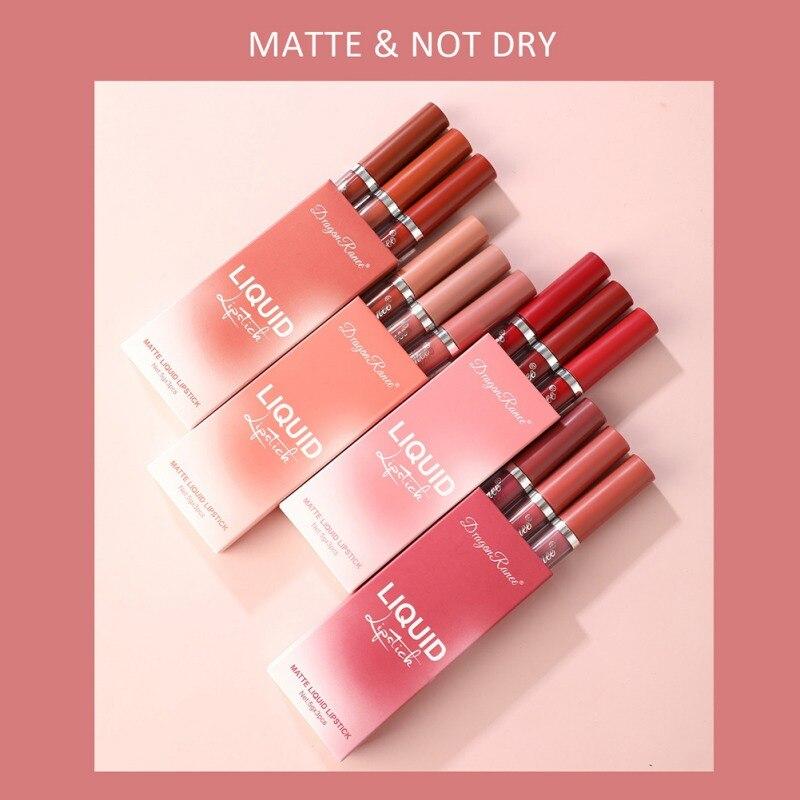 3 Stück Velvet Matte Matte Lipgloss Beauty Lippenstift Makeup Langlebige Lippenkosmetik