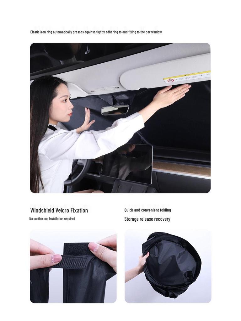 Tesla Model 3/Y Sunshade: Front Windshield Privacy, Heat Insulation, and Sun Protection