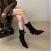 Mid-calf Cow Suede Modern Boots Thin Heels Spring/autumn Ladies Shoes 2024 High Quality Slip-on Pointed Toe High Heel Boots