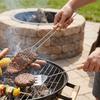 3Pcs Wood Long Handle BBQ Spatula Tongs Fork Set Heat Resistant Barbecue Utensils  Grilling Picnic