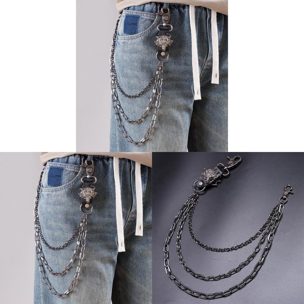 Soulcollision Catena per Cintura Punk Metal con Moschettone per Accessorio Moda Unisex