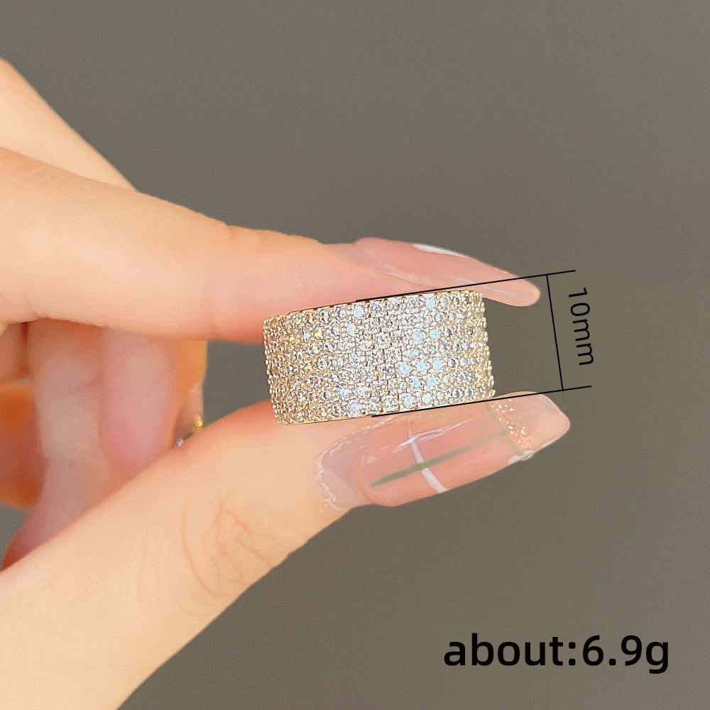 Cao Shi Men's Wide Band Full Diamond Ring - Light Luxury Fashion Wedding Ring