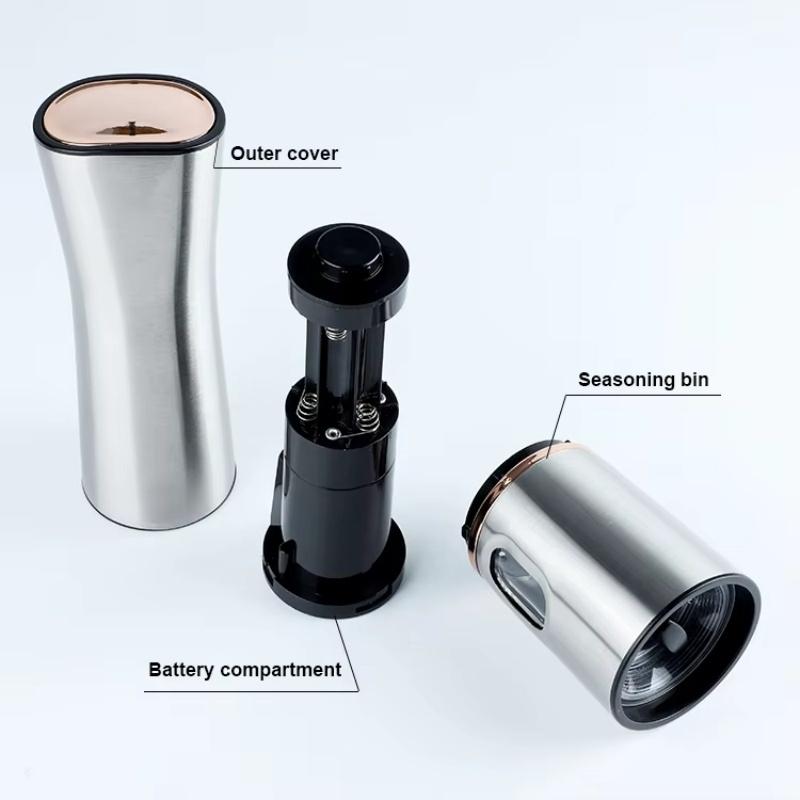 New Electric Salt and Pepper Grinder Automatic Pepper Mill Spice Grinder Housewarming Gift Stainless Steel Powered Salt Grinder