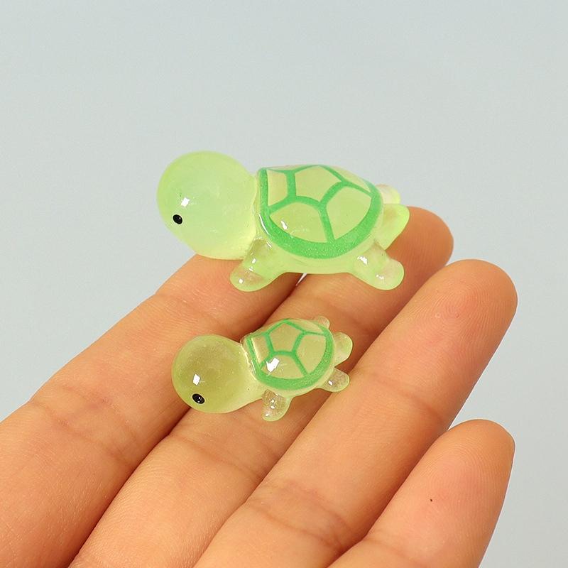 10Pcs Mini Turtle Miniature Figurine Resin Luminous Cute Turtle Ornaments Home Office Micro Landscape Creative Gift For Kid