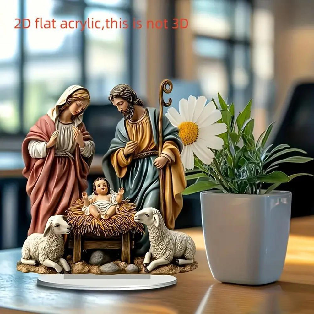 2026 New Nativity Jesus Birth Scene Xmas Table Centerpiece Accessory 2D Flat Acrylic for Home Office Decoration Party Ornment