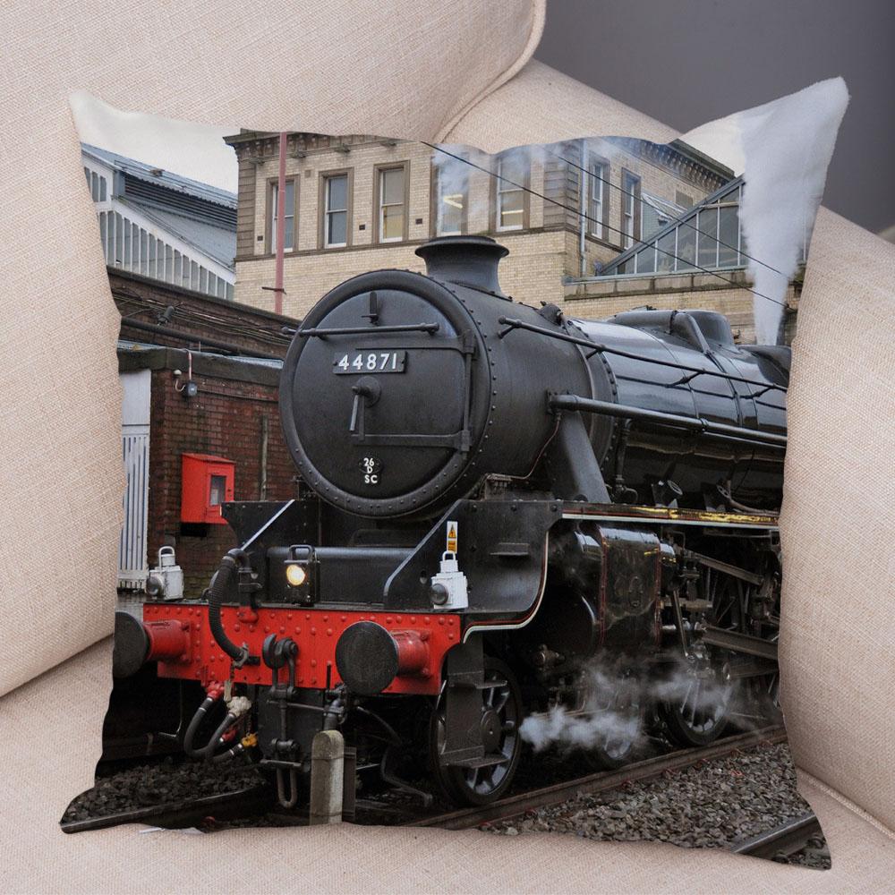 Pillowcase Vintage Style Steam Train Decor Retro Colorful Car Cushion Cover