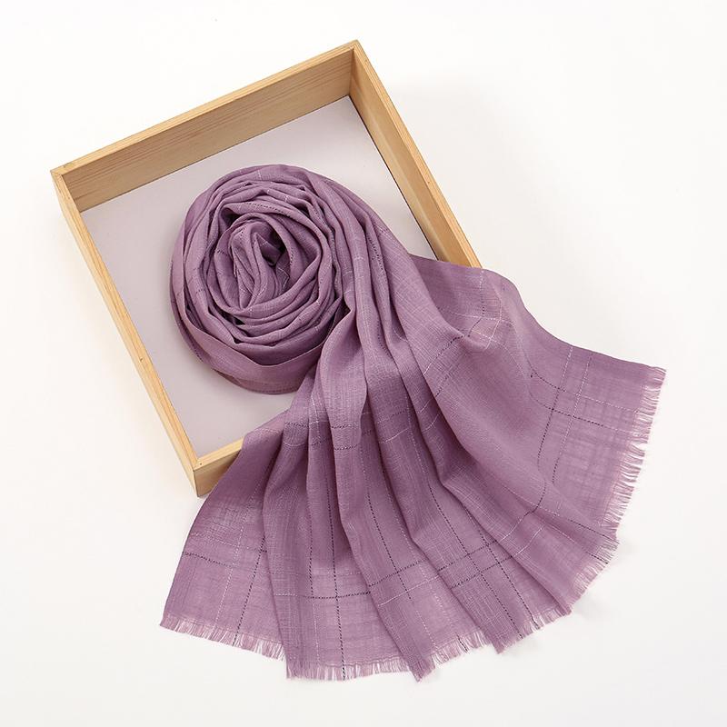 New Plaid Cotton Hijab For Women Solid Wrap And Shawls Musulman Headband Islamic Turban Headband Maxi Headscarf Foulard 180*65cm