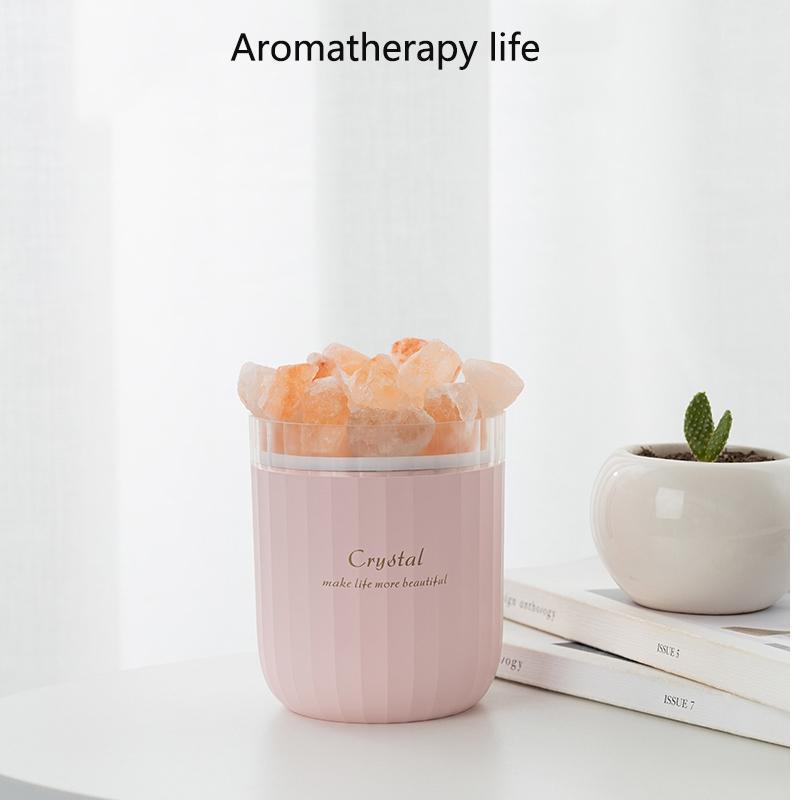 Humidificateur d'Aromathérapie en Cristal Portable USB Sans Fil Diffuseur d'Huiles Essentielles d'Arôme Humidificateur d'Air avec Lampe d'Ambiance Maison