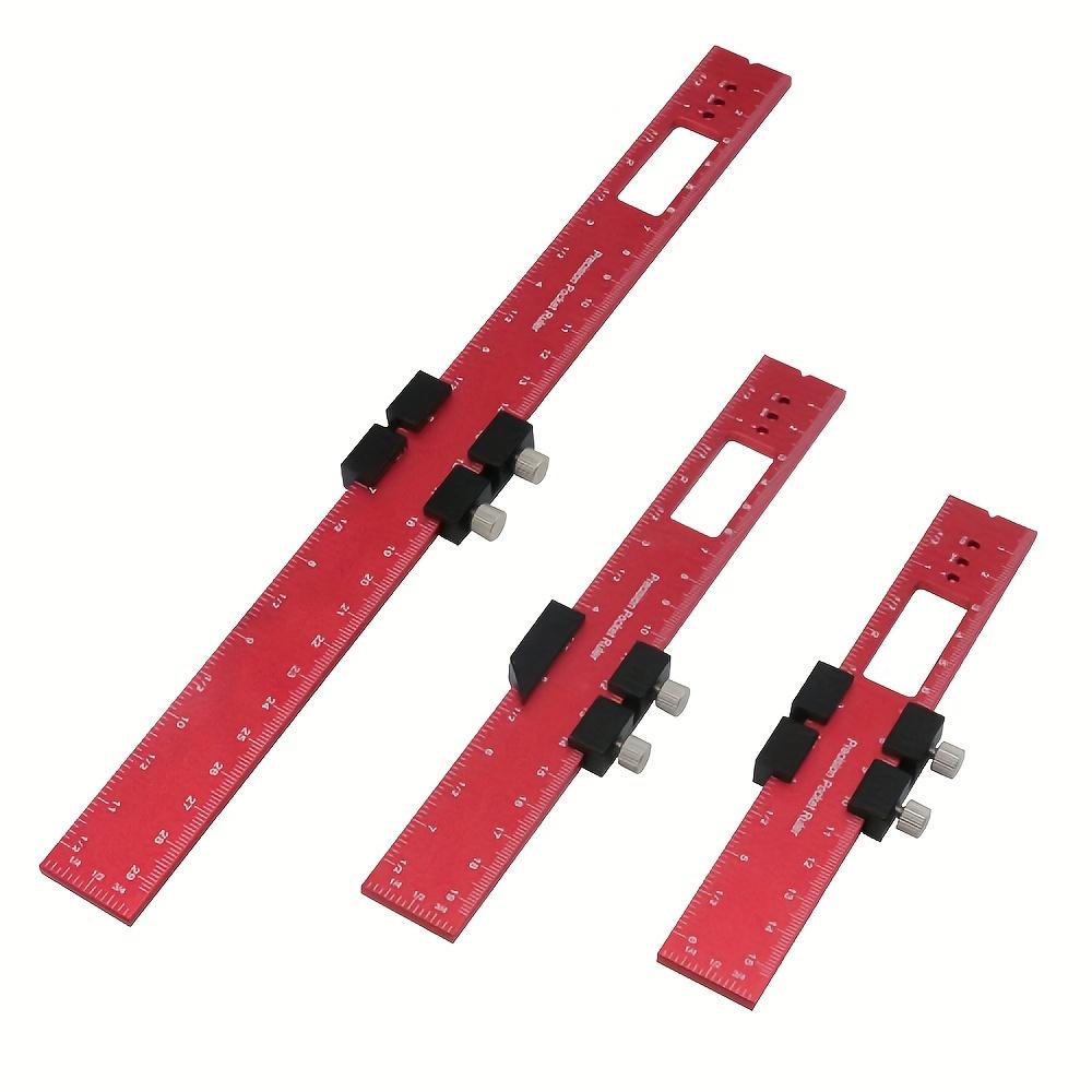 Woodworking Precision Pocket Ruler Aluminum Slide Ruler Inch and Metric T-Scribe Ruler Square Layout Tool with Slide Stop