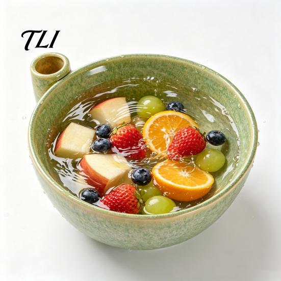 Stylish Kitchen Counter Accessories Berry Swirl Draining Bowl with Silicone Pad, Ceramic Retro Kiln Decorative for Tabletop Fired Colander,