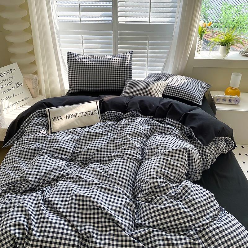 

Comforter Ins Style Blue Black Bedding Set Soft Floral Bed Flat For Girl Full Queen Twin Comforter (quilt)-EU Single(135*200cm)3pcs