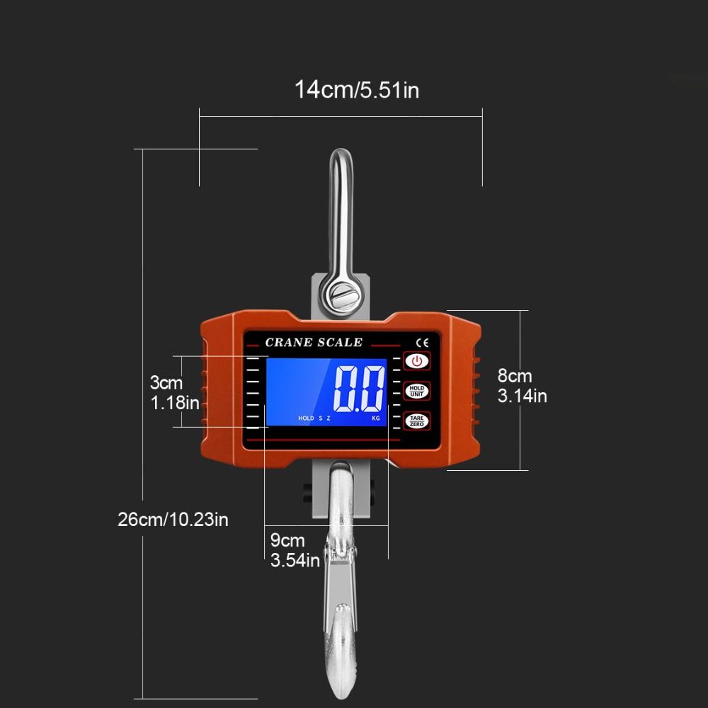Aluminum Construction Heavy Duty Crane Scale 1000kg Capacity Digital Weighing Scale  Dock Settings