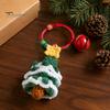 Santa Claus Key Ring Yarn Crochet Christmas Keychain with Bell, Handmade Tree Hat Glove Wreath Small Holiday Keepsake Pendant, Bag Charm Accessory for