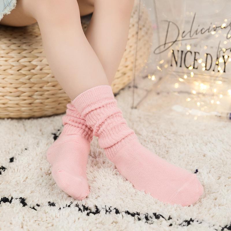 Spring Girls' Cotton Socks - Solid & Candy Colors, Ages 1-8