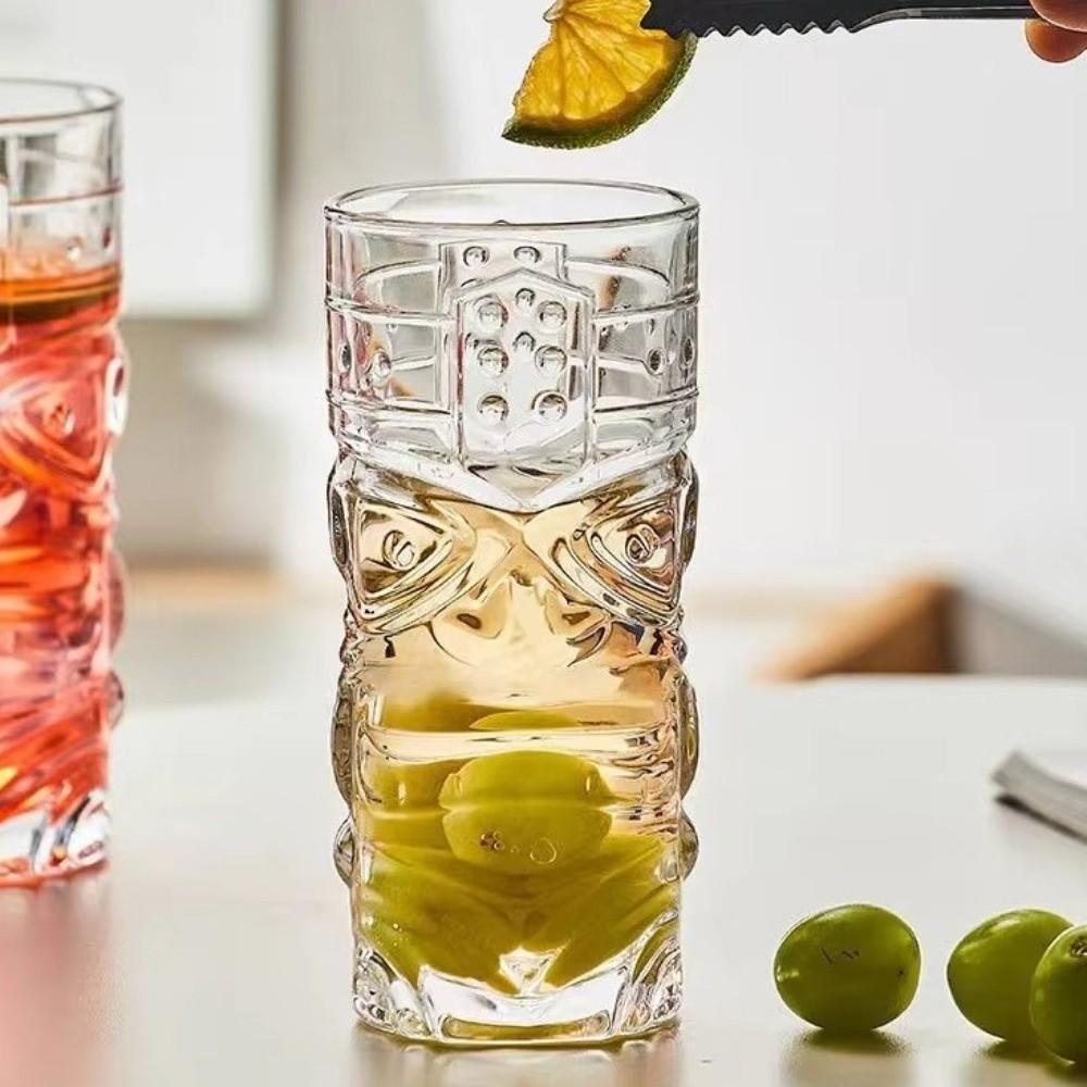 Vintage Mask Glass Cup Transparent Whiskey Cup Creative Juice Cup Bar