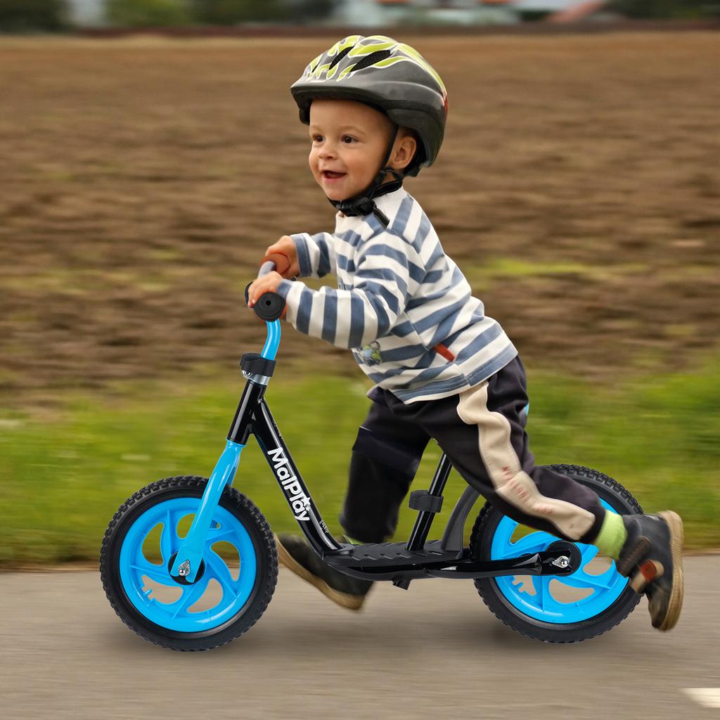 Malplay 12 Inch EVA Wheels Kids Balance Bike Black And Blue