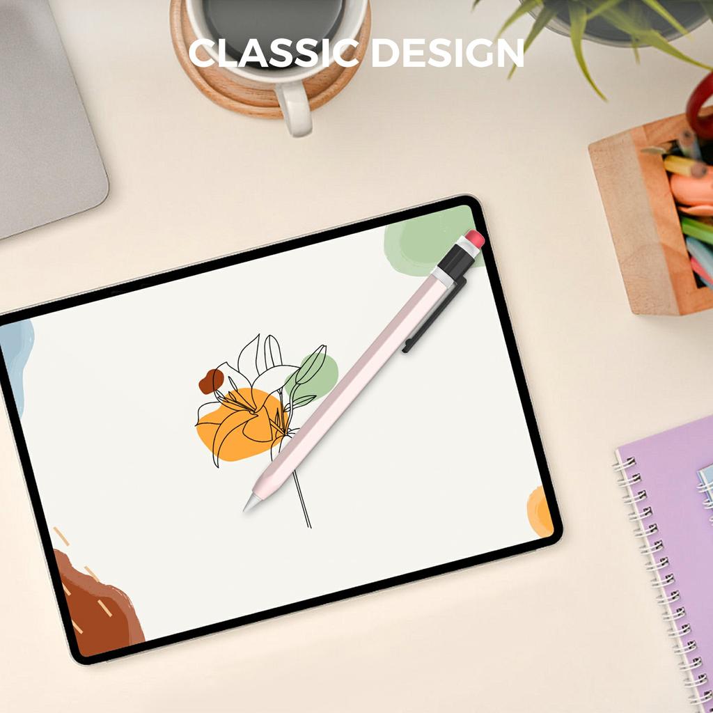 AHASTYLE PT180-3-K Pencil Sleeve with Clear Cap/Clip for Apple Pencil 3 Protective Silicone Case Retro Style