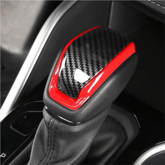 Red&Carbon Fiber Gear Shift Knob Cover 1pc For Toyota Grand Highlander 2024 2025