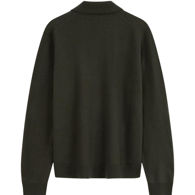 Calvin Klein Premium Ready-To-Wear Casual Commuter V-Neck Polo Knit Sweater Men sweater Olive-Green 40EM398