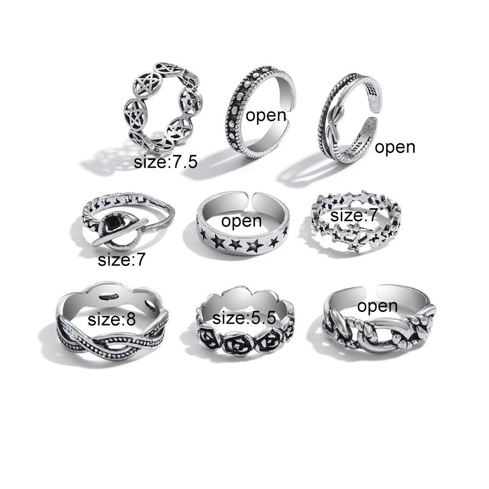 

Модный античный серебряный цветной комплект колец в стиле панк, хип-хоп, уличный стиль, женские модные ювелирные изделия, подарок