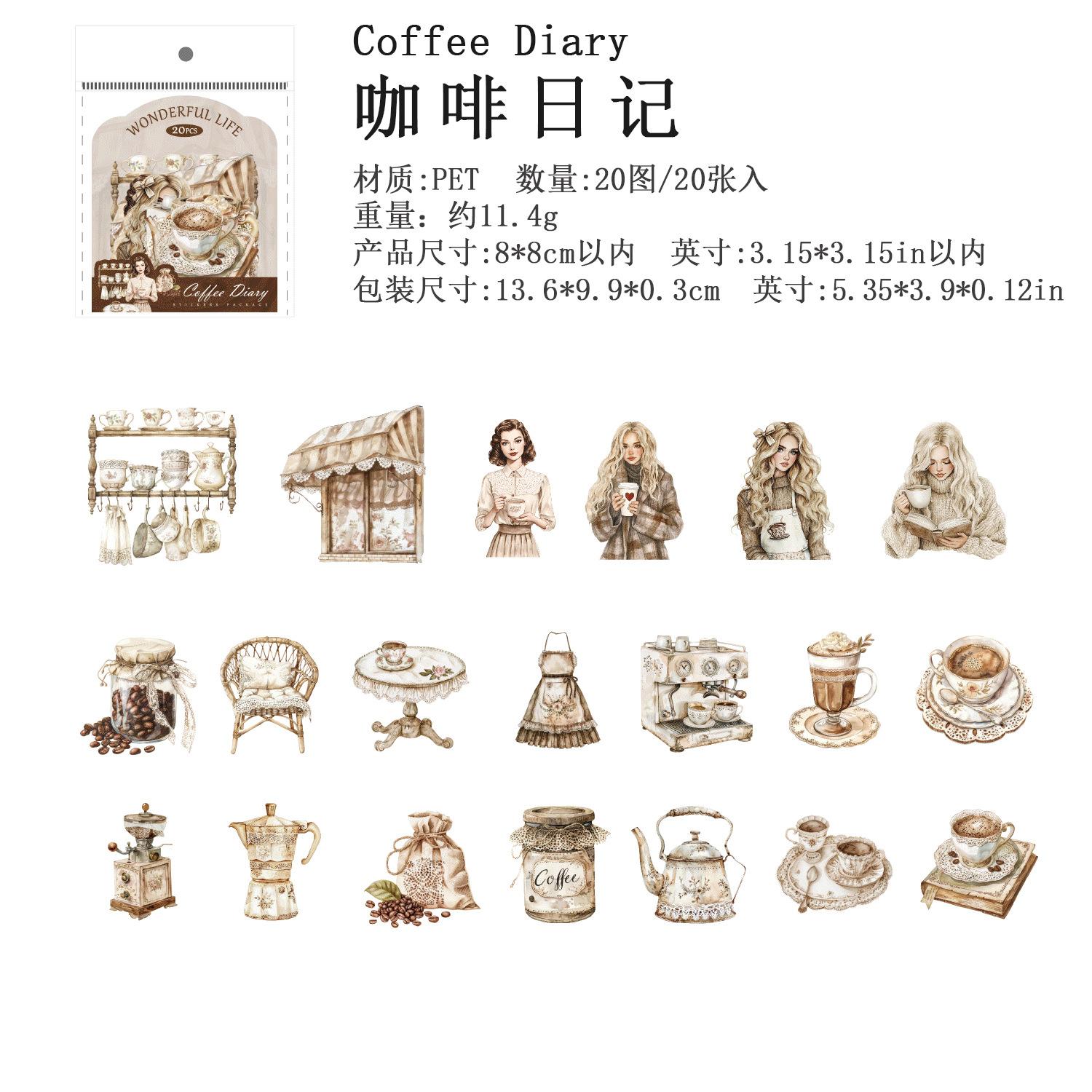 

20 pcs Character life landscape Stickers Planner Adhesive Diy Hand Account Diary Album Scrapbooking material