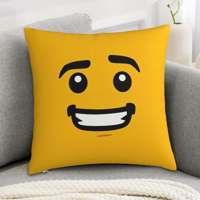 Vikama Yellow Happy Face Decorative Pillowcase Versatile Room Decor Cushion Cover Home Accessories