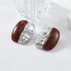 Vintage Styles Brown Amber Resin Splices Earrings for Women Autumn And Winter Sturdy Alloy Jewelry Trend Casual Wear