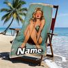 Custom Name Personalized Marilyn Monroe Print Beach Towel, for Trip Camping Beach Party Home Decor, Birthday Gift for Family & Friends