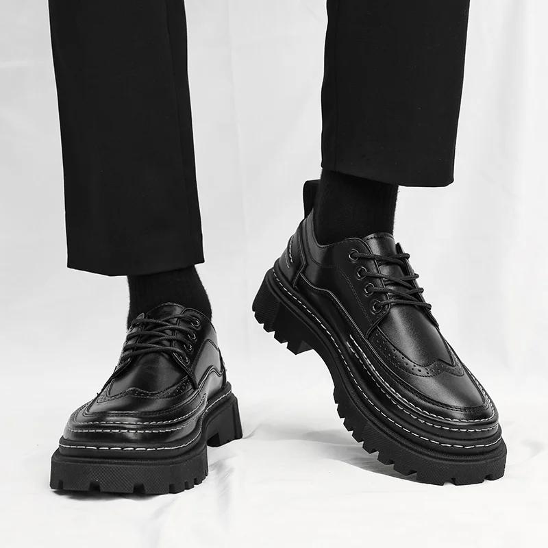 Brock Leather Shoes, New Men's Business Formal Leather Shoes, Fashionable and Versatile Retro British Style Dress Shoes