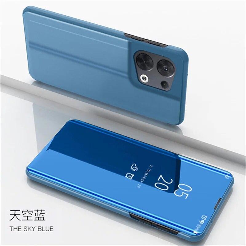 Pro OPPO Reno 8 Pro 5G Case Luxury Mirror View Flip Smart Leather Phone Case Pro OPPO Reno8 Reno 8 Pro + Plus Protect Back Cover