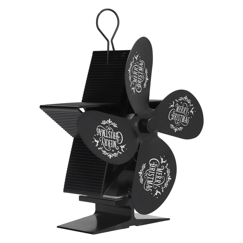 Stove Fans 4 Blades Heat Powered Low Noise High Temperature Resistant Fireplace Fan for HomeBlack