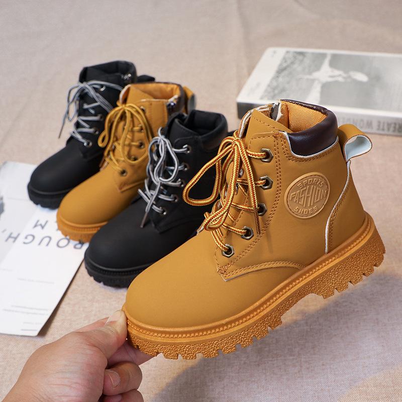 Spring and Autumn Children's Martin Boots Boys' Boots Girls' Non-slip Single Shoes Autumn and Winter Fleece Thickened Snow Boots Winter